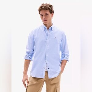 Tommy Hilfiger Blue White Stripe Button Up Shirt ThFlex Shirt XL new